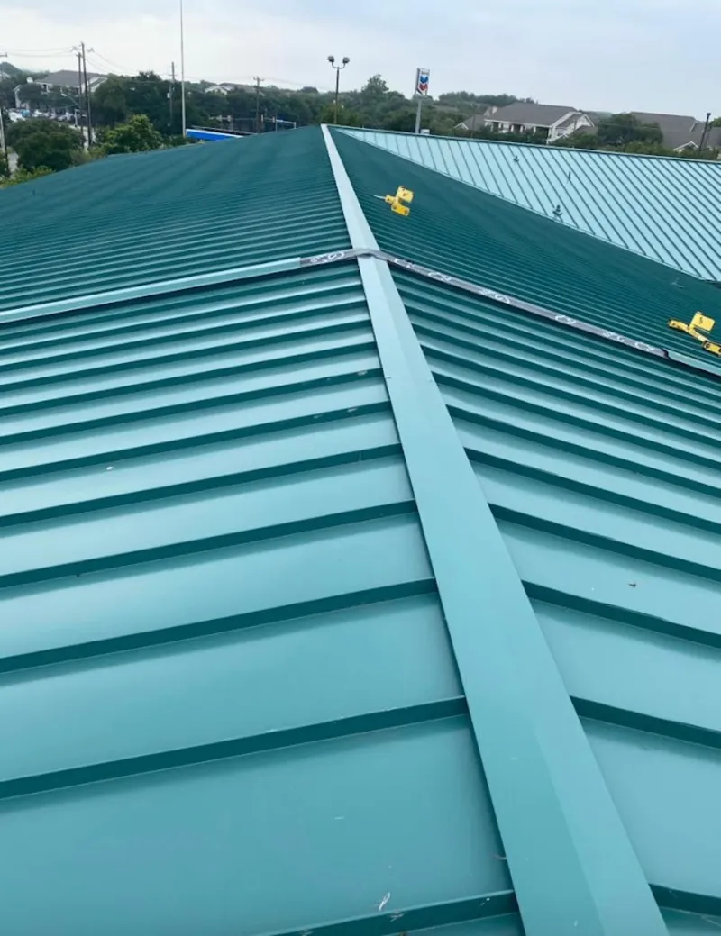 Green commercial metal roof ridge and valley for Metal Roof Repair in Henryetta